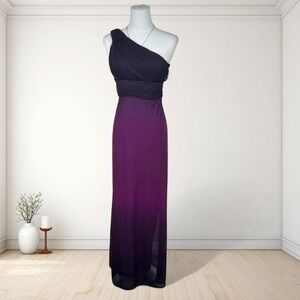 Y2K vintage plum ombré one shoulder glitter maxi dress dark feminine formal
